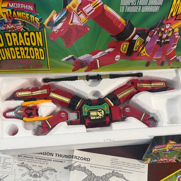 Vintage 1994 Mighty Morphin Power Rangers Red Dragon Thunderzord (orig. pkg). - Picture 2 of 16